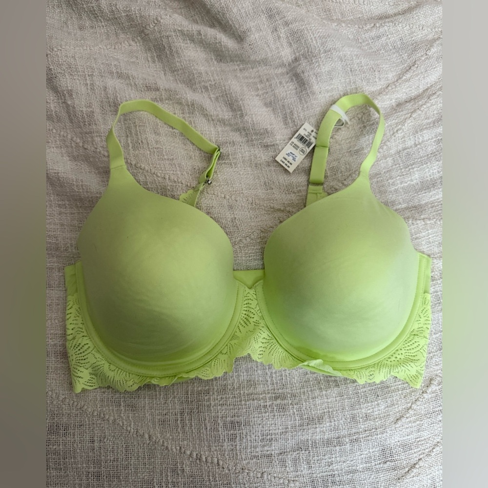 Lime Green Lace Trim Bra